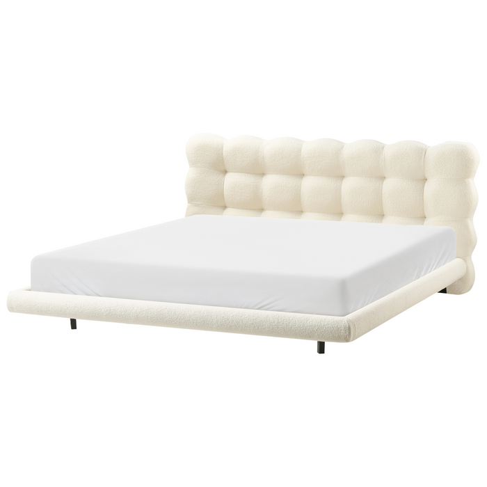 Beliani-SOULISSE-Tweepersoonsbed-Off-white-180 x 200 cm-Bouclé