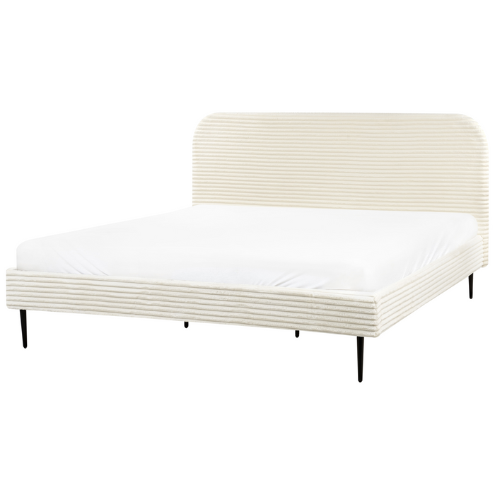 Beliani-FLAYAT -Tweepersoonsbed-Gebroken wit-180 x 200 cm-Corduroy