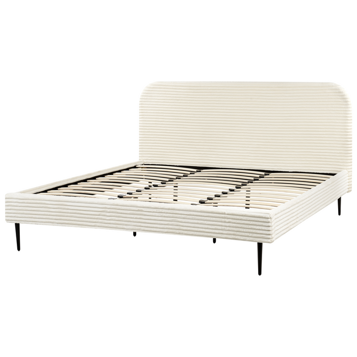 Beliani-FLAYAT -Tweepersoonsbed-Gebroken wit-180 x 200 cm-Corduroy