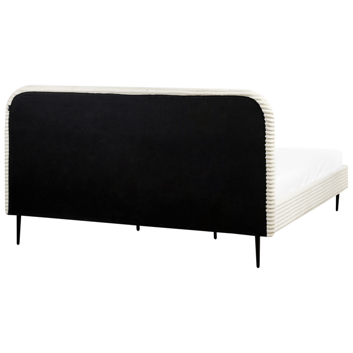 Beliani-FLAYAT -Tweepersoonsbed-Gebroken wit-180 x 200 cm-Corduroy