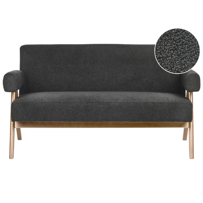 Beliani - TAMRE - Tweezitsbank - Zwart|Donkerbruin - Bouclé