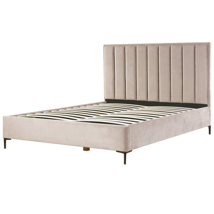 Beliani - SEZANNE - Slaapkamerset - Taupe - 180 x 200 cm - Fluweel