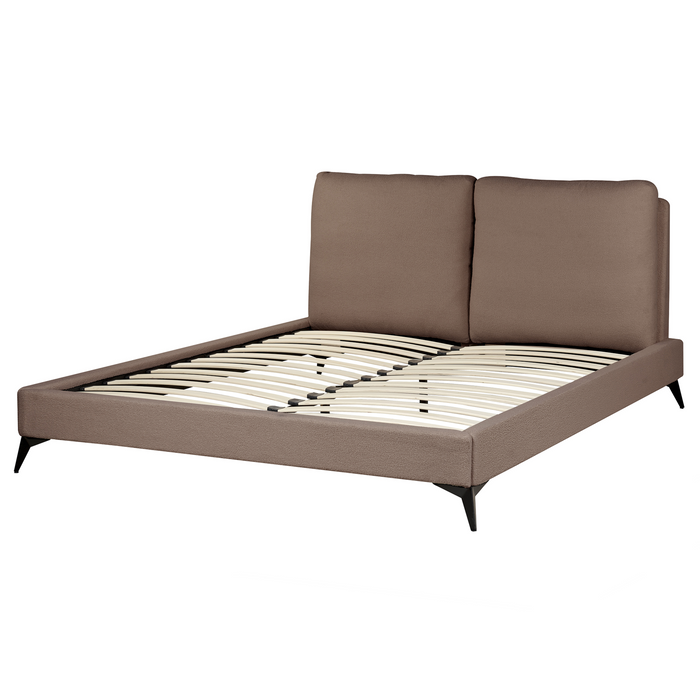 Beliani - MELLE - Tweepersoonsbed - Bruin - 160 x 200 cm - Bouclé