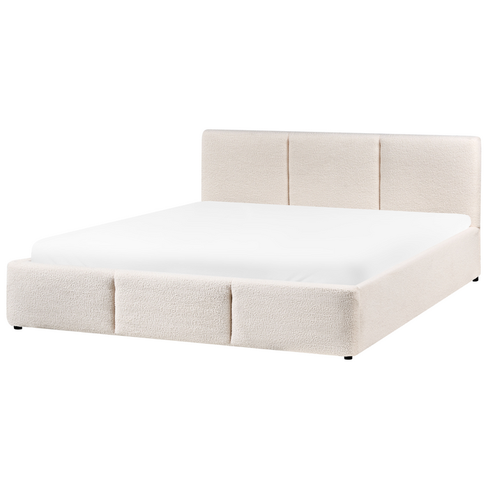Beliani-BOUSSE-Bed met opbergruimte-Off-white-160 x 200 cm-Bouclé