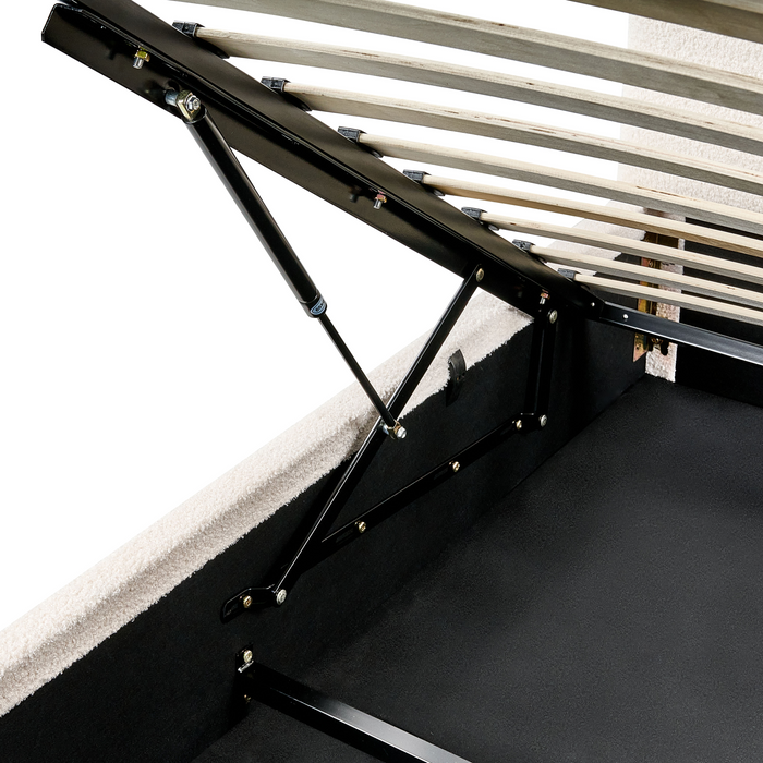 Beliani-BOUSSE-Bed met opbergruimte-Off-white-160 x 200 cm-Bouclé