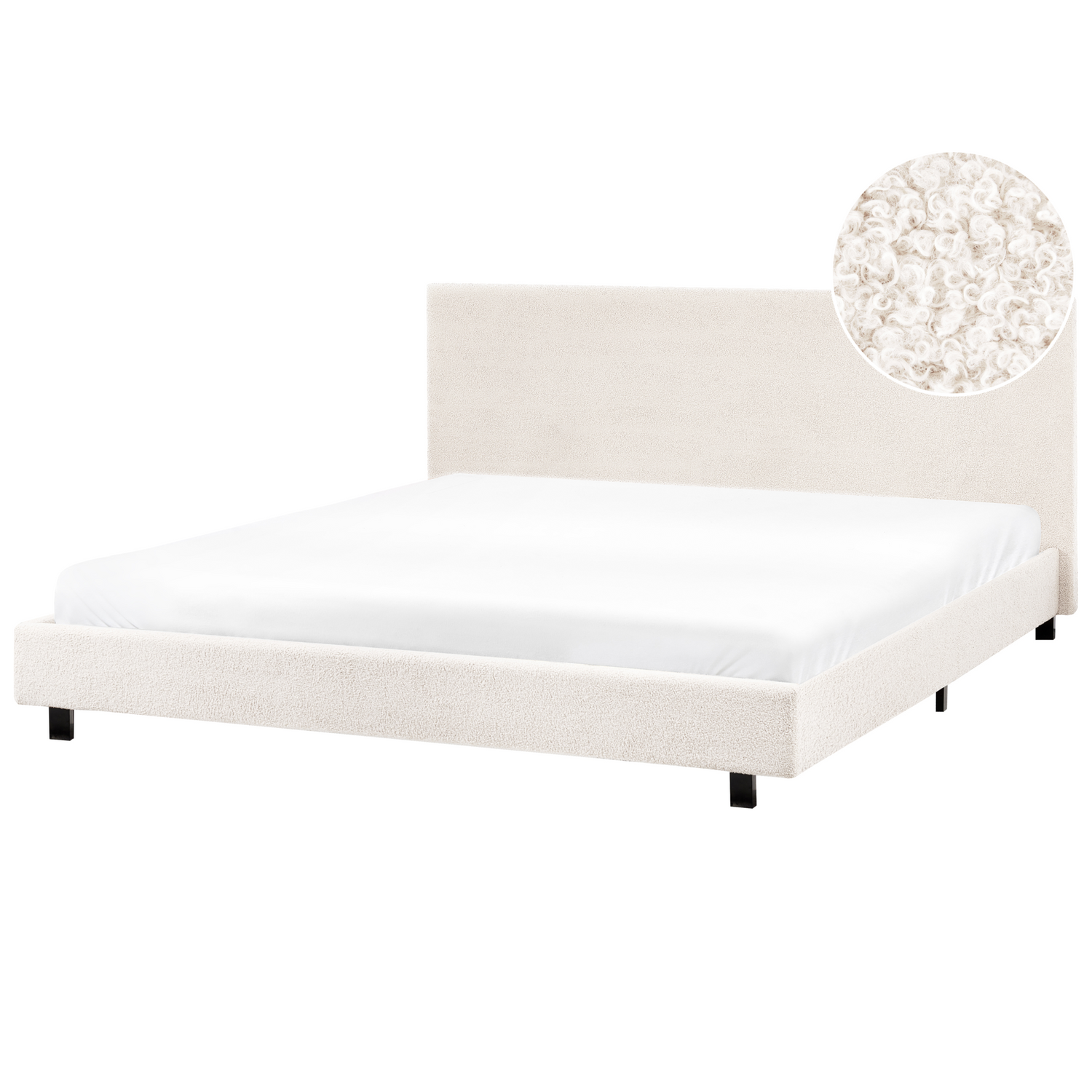 Beliani - ALBI - Tweepersoonsbed - Off-white - 180 x 200 cm - Bouclé