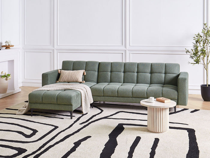 Beliani - ALNES - Slaapbank - Donkergroen - Rechtszijdig - Stof