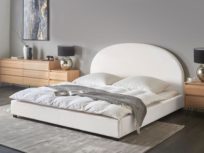 Beliani-VAUCLUSE-Tweepersoonsbed-Gebroken wit-140 x 200 cm-Polyester