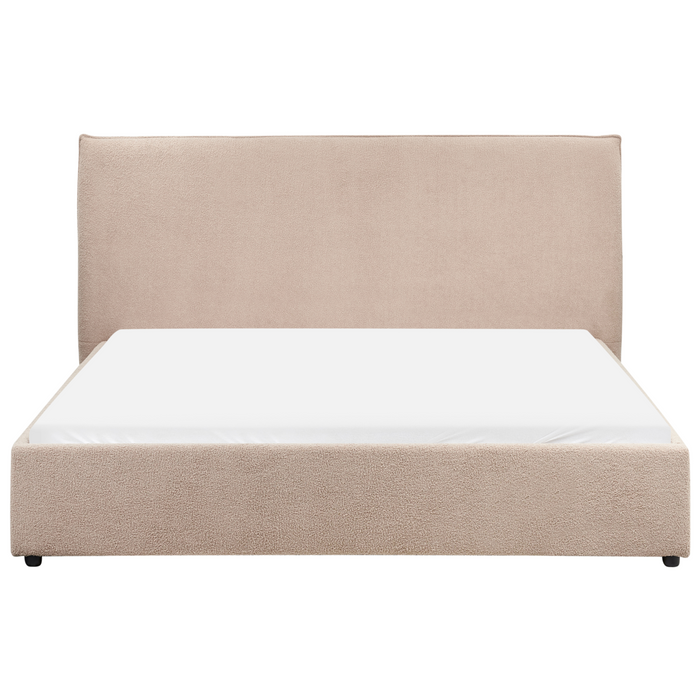 Beliani - LAVAUR - Tweepersoonsbed - Taupe - 160 x 200 cm - Bouclé
