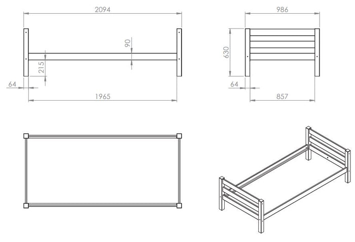 LUCEVI - Pino Bed 90x200cm - Wit