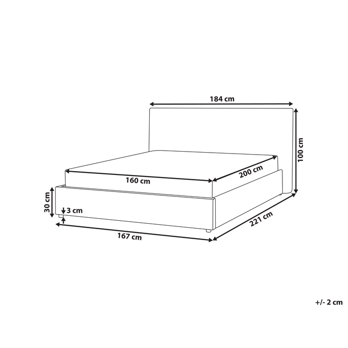 Beliani - LAVAUR - Tweepersoonsbed - Taupe - 160 x 200 cm - Bouclé