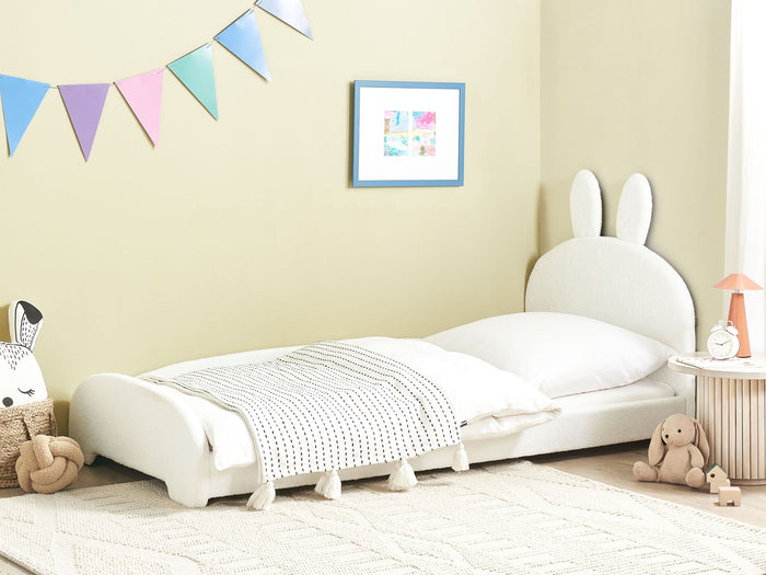 Beliani - PERROS - Kinderbed - Gebroken wit - 90 x 200 cm - Bouclé