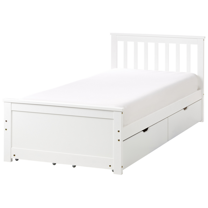 Beliani - OLENDON - Bed met 4 lades - Wit - 90 x 200 cm - Dennenhout