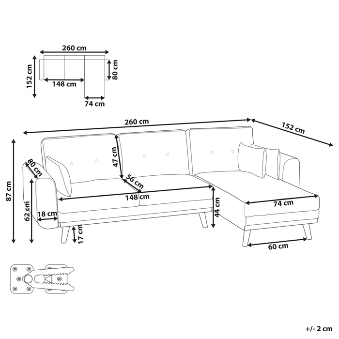 Beliani - KAARINA - Hoekbank - Lichtbruin - Linkszijdig - Polyester