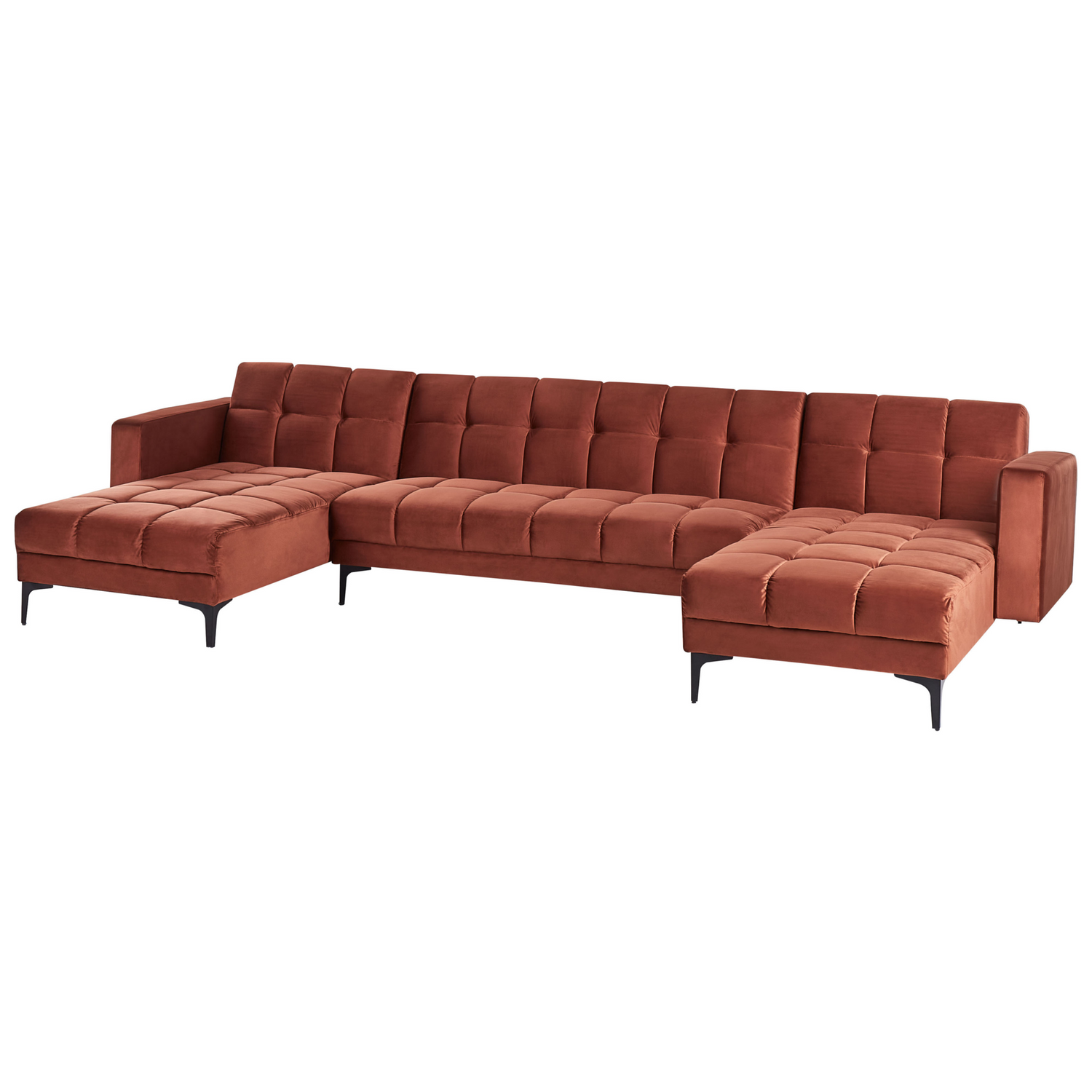 Beliani - ALNES - Hoekbank u-vorm - Lichtrood - Polyester