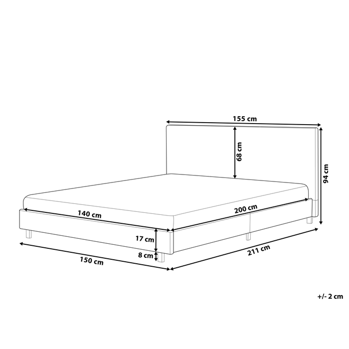Beliani - ALBI - Tweepersoonsbed - Beige - 140 x 200 cm - Bouclé