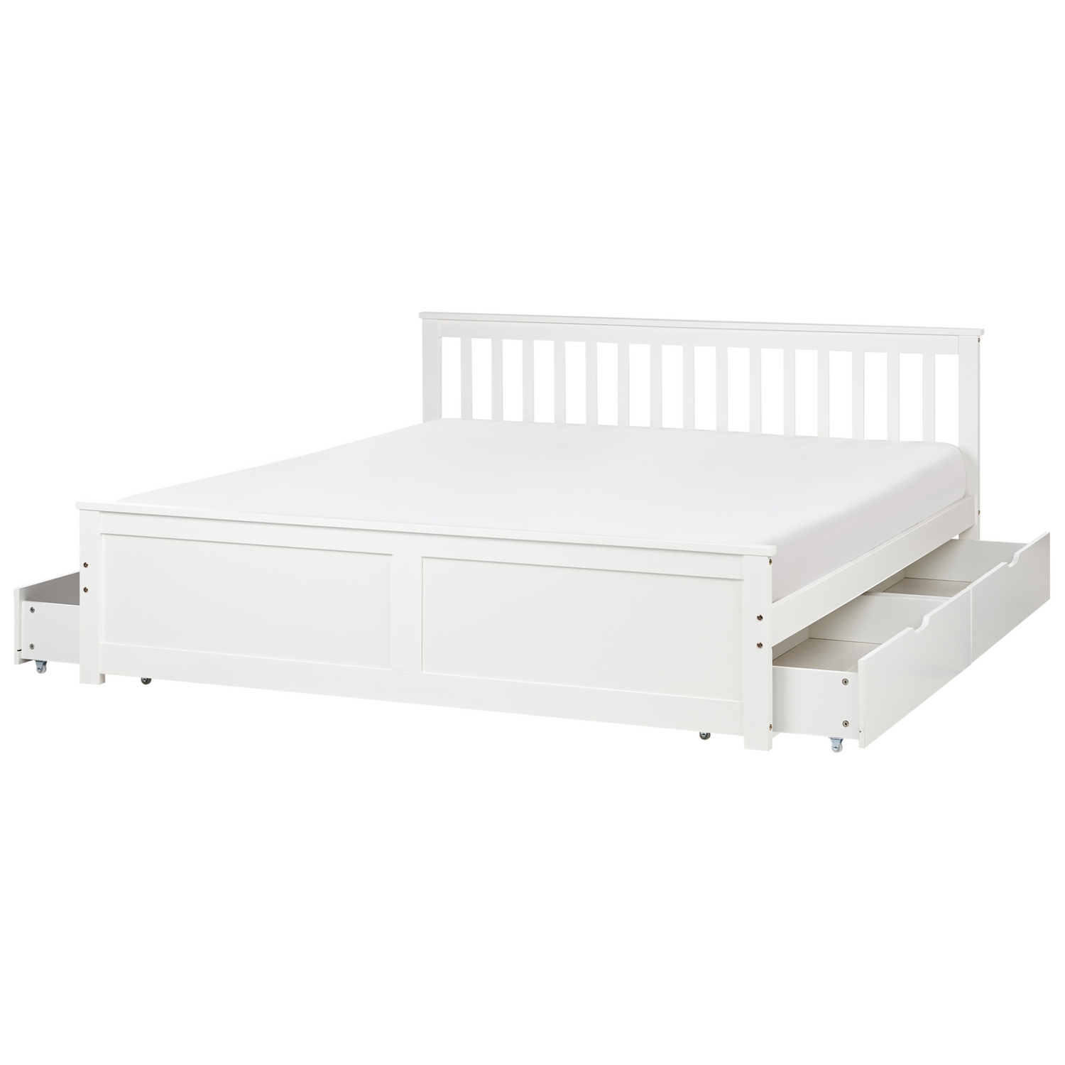 Beliani - OLENDON - Bed met 4 lades - Wit - 180 x 200 cm - Dennenhout