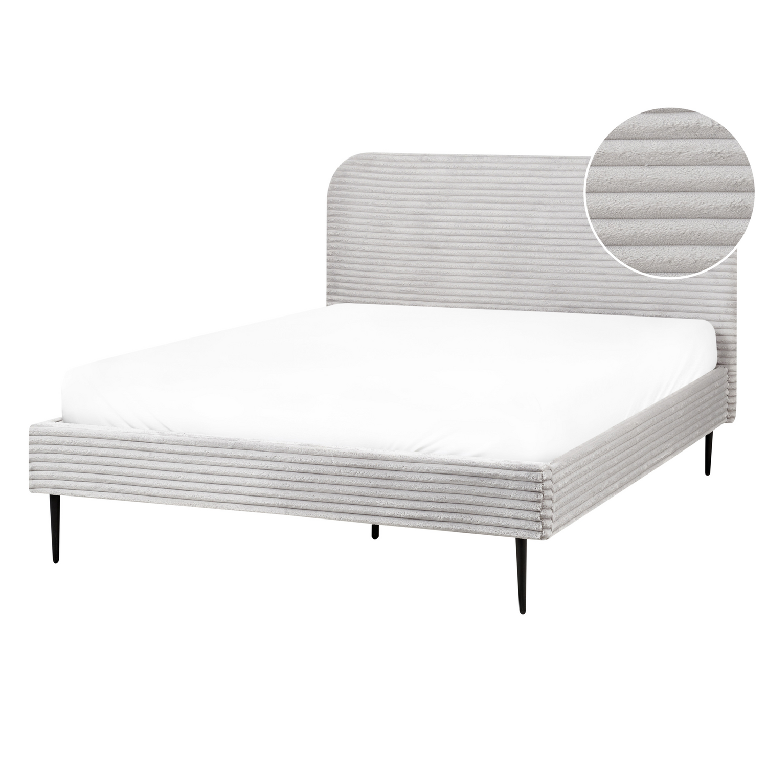 Beliani-FLAYAT -Tweepersoonsbed-Lichtgrijs-140 x 200 cm-Corduroy