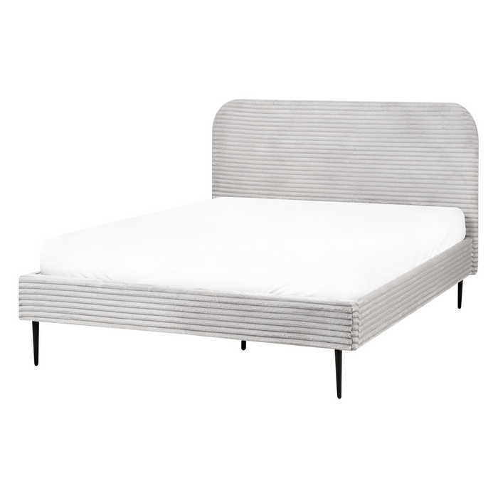 Beliani-FLAYAT -Tweepersoonsbed-Lichtgrijs-140 x 200 cm-Corduroy