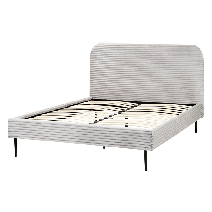 Beliani-FLAYAT -Tweepersoonsbed-Lichtgrijs-140 x 200 cm-Corduroy