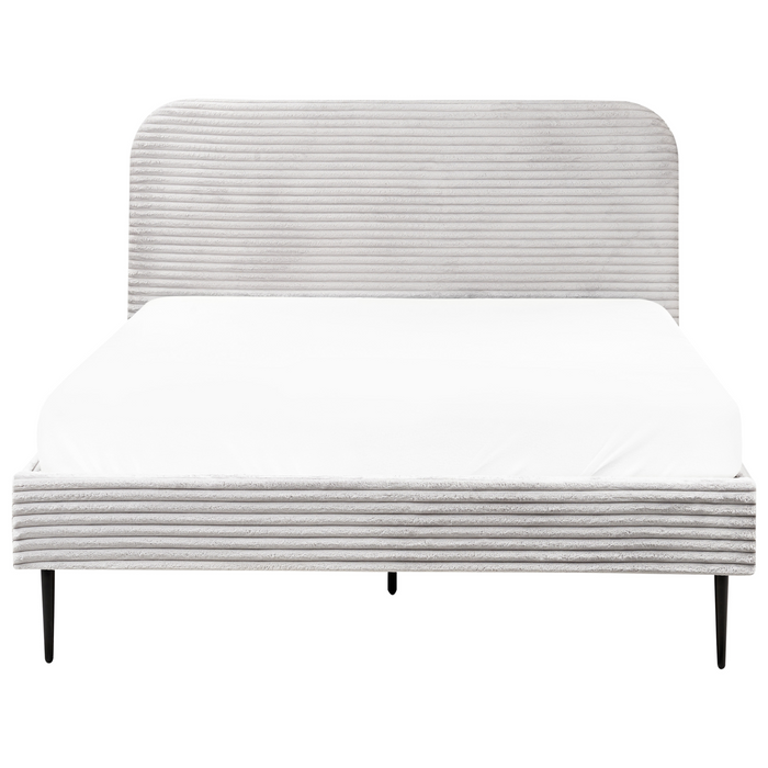 Beliani-FLAYAT -Tweepersoonsbed-Lichtgrijs-140 x 200 cm-Corduroy