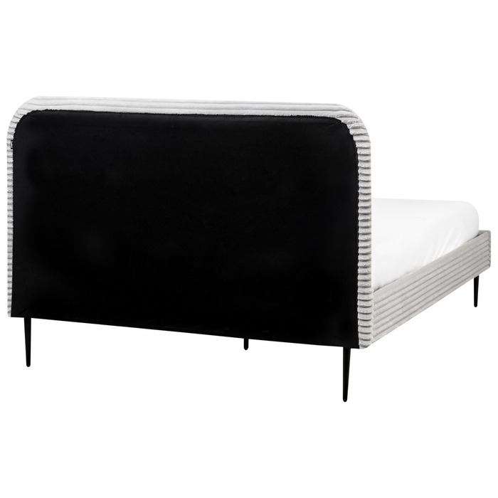 Beliani-FLAYAT -Tweepersoonsbed-Lichtgrijs-140 x 200 cm-Corduroy