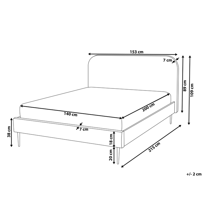 Beliani-FLAYAT -Tweepersoonsbed-Lichtgrijs-140 x 200 cm-Corduroy