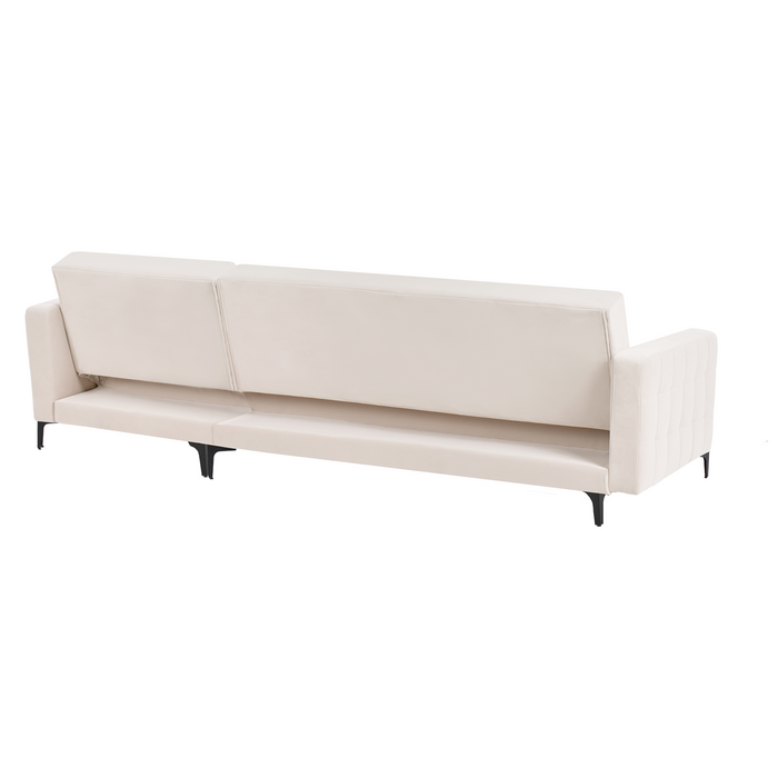 Beliani - ABERDEEN - Hoekbank - Lichtbeige - Rechterzijde - Fluweel