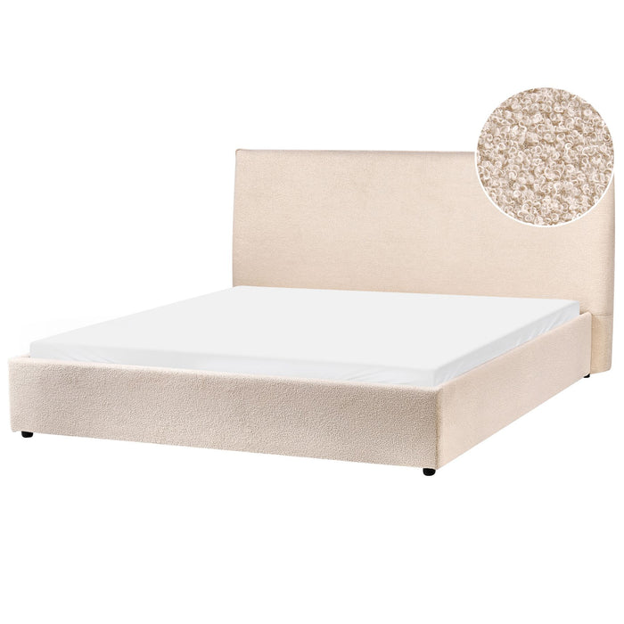 Beliani - LAVAUR - Tweepersoonsbed - Beige - 160 x 200 cm - Bouclé
