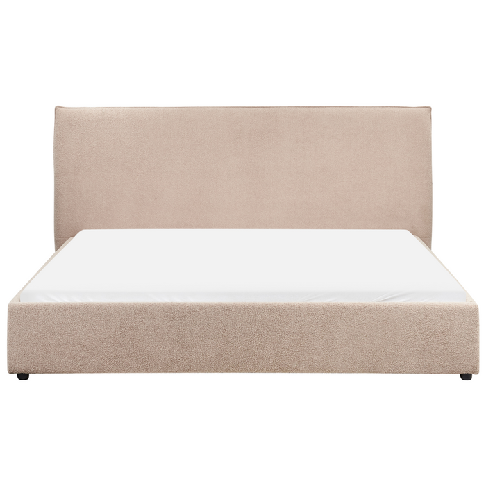 Beliani - LAVAUR - Tweepersoonsbed - Taupe - 180 x 200 cm - Bouclé