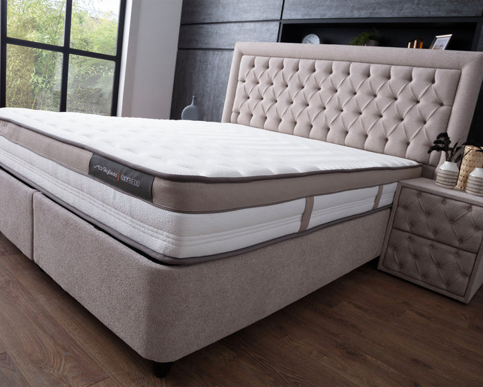SKYBEDD ® Oxybedd Boxspring met Opbergruimte en Matras