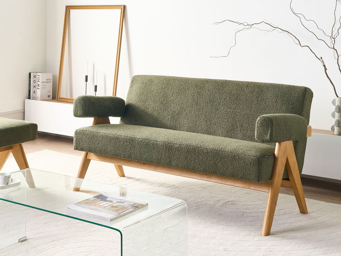 Beliani - TAMRE - Tweezitsbank - Groen|Lichtbruin - Bouclé