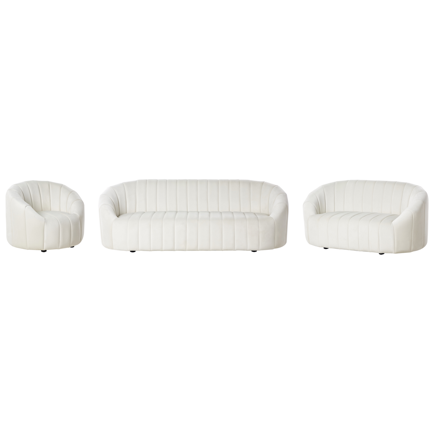 Beliani - MALUNG - Bankenset - Gebroken wit - Fluweel