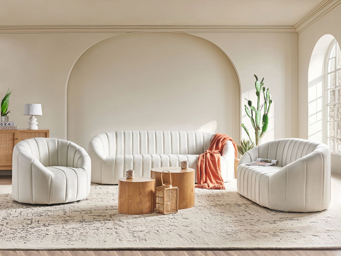 Beliani - MALUNG - Bankenset - Gebroken wit - Fluweel