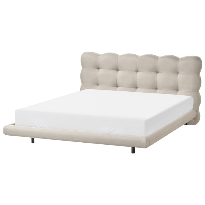 Beliani-SOULISSE-Tweepersoonsbed-Beige-160 x 200 cm-Polyester