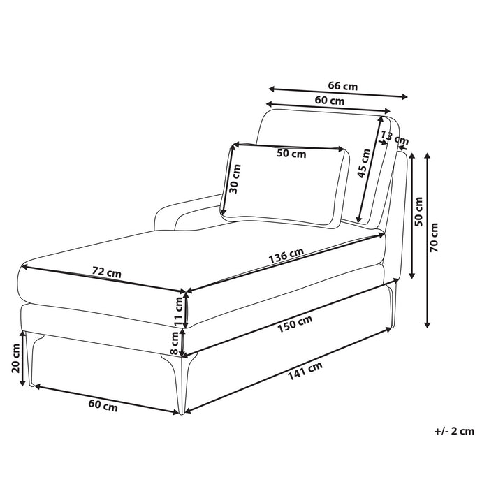 Beliani - EWRON - Chaise longue - Olijfgroen - Rechtszijdig - Stof