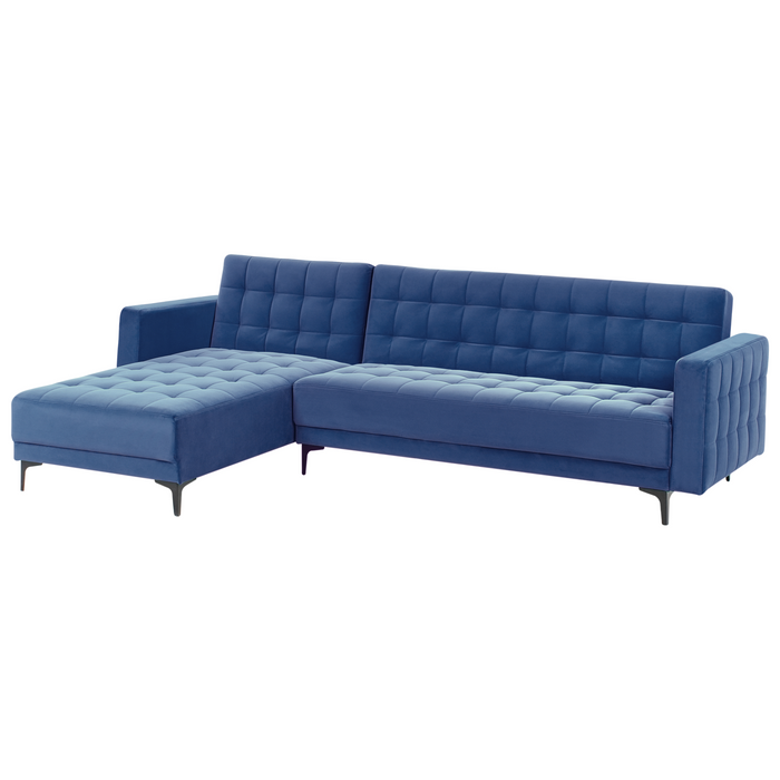 Beliani - ABERDEEN - Hoekbank - Blauw - Rechterzijde - Fluweel