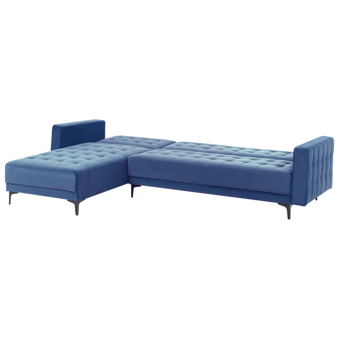 Beliani - ABERDEEN - Hoekbank - Blauw - Rechterzijde - Fluweel