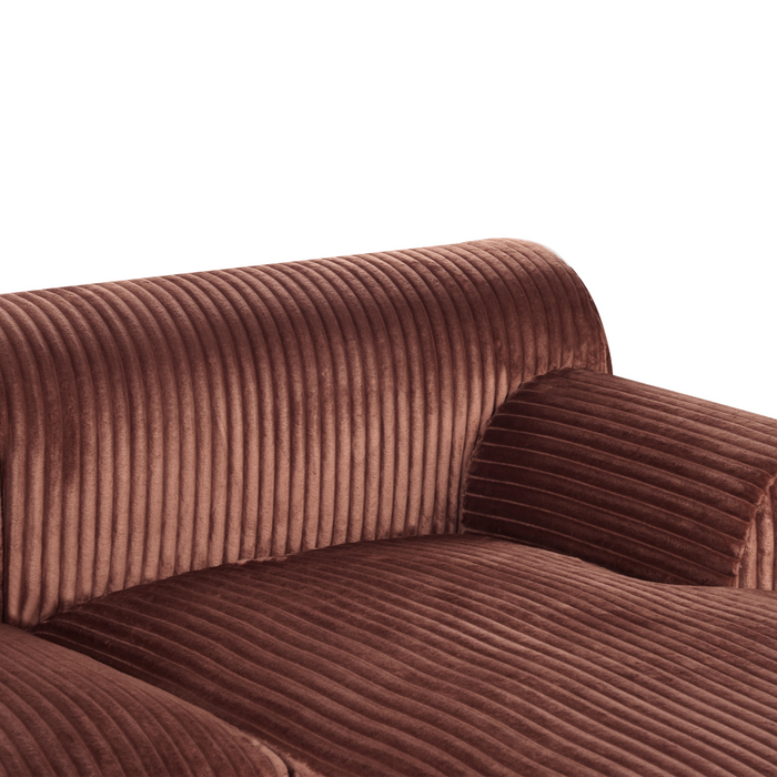 Beliani - STENUM - Hoekbank 3-zits - Bruin - Rechtszijdig - Corduroy