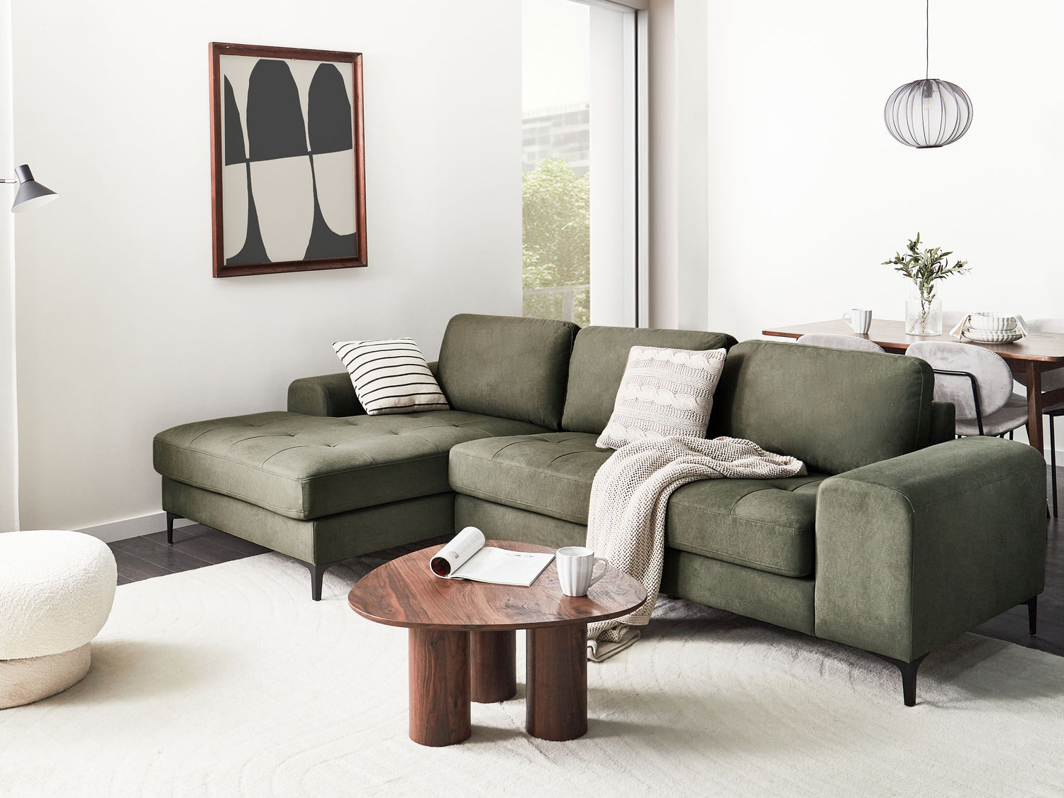 Beliani - KIRUNA - Hoekbank - Donkergroen - Rechterzijde - Fluweel