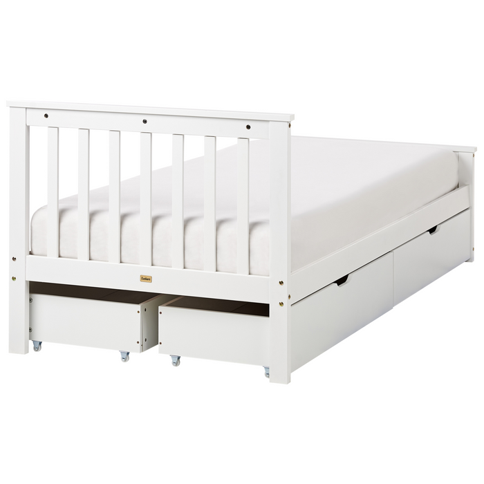 Beliani - OLENDON - Bed met 4 lades - Wit - 90 x 200 cm - Dennenhout