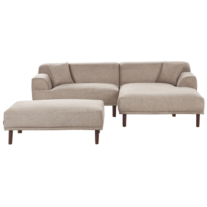 Beliani-HOLT-Hoekbank met ottomaan-Taupe-Linkszijdig-Polyester