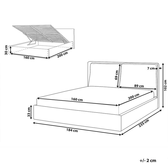 Beliani-BAJONNA-Bed met opbergruimte-Bruin-160 x 200 cm-Bouclé