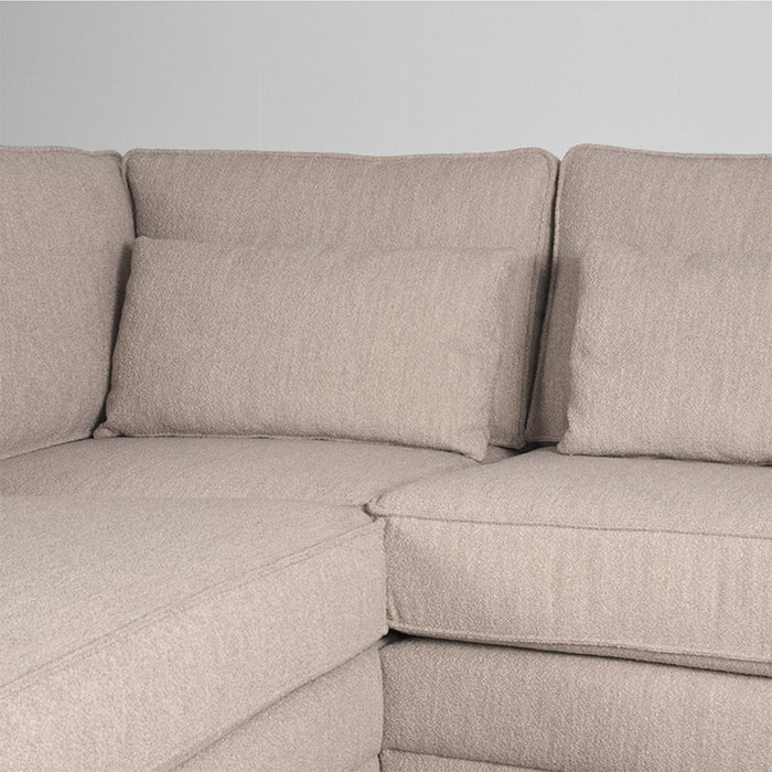 LABEL51 - Hoekbank Novano Links - Naturel Boucle - Zwart Hout