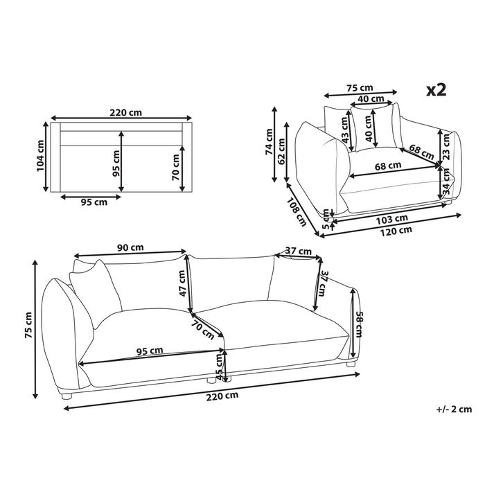 Beliani - LUVOS - Banken set - Taupe - Fluweel