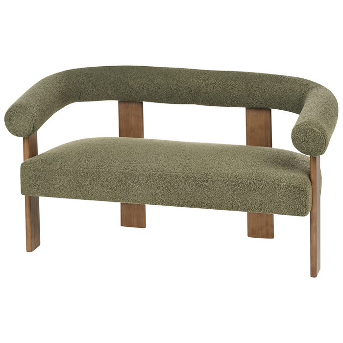 Beliani - ILBRO - Bankenset - Groen|Donkerbruin - Bouclé