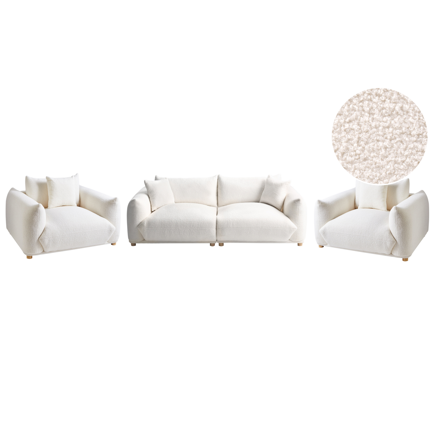 Beliani - LUVOS - Banken set - Gebroken wit - Bouclé