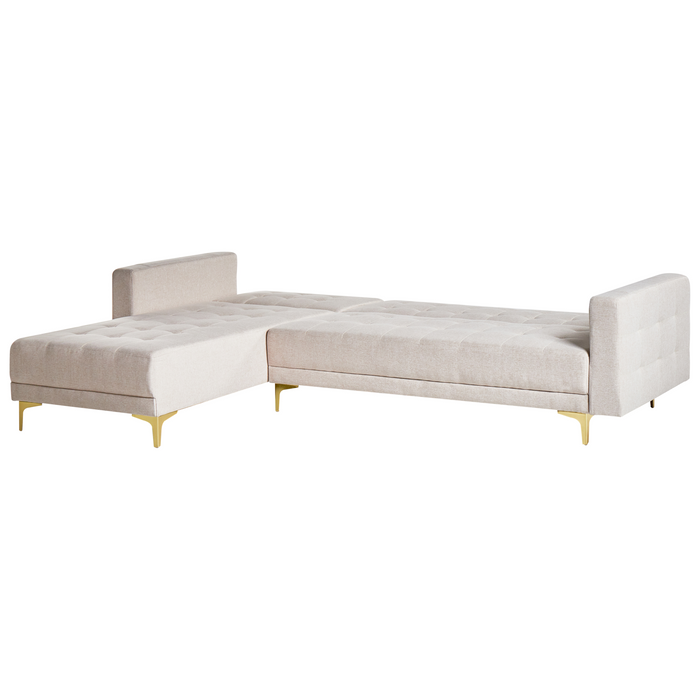 Beliani - ABERDEEN - Hoekslaapbank - Beige - Rechtszijdig - Polyester