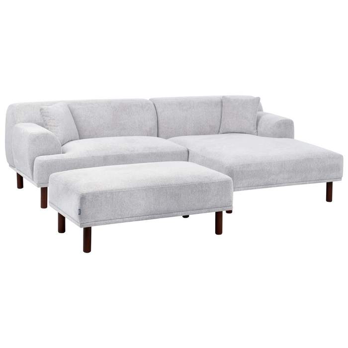 Beliani-HOLT-Hoekbank met ottomaan-Lichtgrijs-Linkszijdig-Polyester