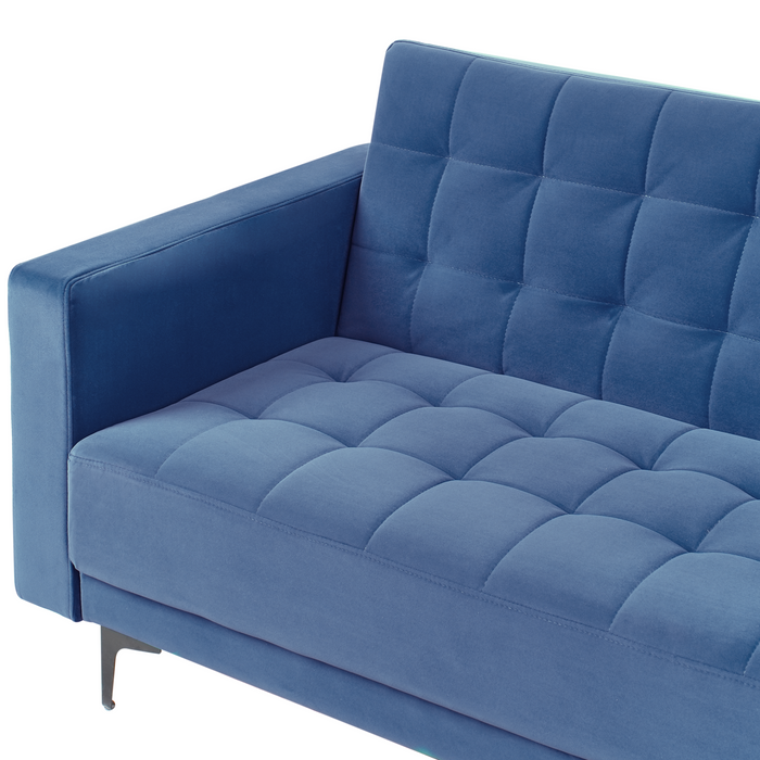 Beliani - ABERDEEN - Hoekbank - Blauw - Linkszijdig - Fluweel